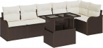 7-Teiliges Garten Sofa Set mit Kissen Braun Poly Rattan, 2-Sitzer Garten Sofa mit Kissen Braun Poly Rattan Gartenlounge Model3348474