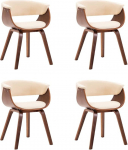 vidaXL 4 s&ouml;&ouml;gitooli komplekt koos seljatoega, s&ouml;&ouml;gitool, k&ouml;&ouml;gitool puidust raamiga, s&ouml;&ouml;gitoa, k&ouml;&ouml;gi toolid, kreemjas bentwood kunstnahast toolid