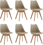 Komplekt 6 s&ouml;&ouml;gitooli, Skandinaavia k&ouml;&ouml;gitoolid, kaasaegne disain, elutoa toolid, s&ouml;&ouml;gitoa puidust jalad, toolid kohvikutele, k&ouml;&ouml;gitoolid (pruun)