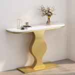 Generisch Schmaler Konsolentisch im Landhausstil mit Marmorplatte - Beistelltisch im Mid-Century-Modern-Stil f&uuml;r Wohnzimmer, Flur und Eingangsbereich - Stabiles Gestell und stilvolles Design