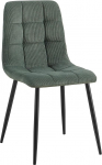 CLP Antibes Dining Room Chair, Padded Kitchen Chair with Quilted Corduroy Cover, Upholstered Chair with Metal Frame, Maximum Load 150 kg, Colour: Green