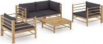 Festnight Garden Lounge Furniture, Patio Garden Furniture Set, Bambus Garden Lounge Diivan, Outdoor Couch Set, Garden Diivan Set, Patio Furniture 5-Piece