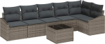 6-teiliges Garten-Sofa-Set mit Kissen Schwarzes Poly-Rattan Gartenlounge Model3346749