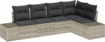 5-teiliges Garten-Sofa-Set mit Kissen Hellgraues Poly-Rattan Gartenlounge Model3347062