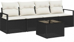 5-teiliges Garten-Sofaset mit Kissen Schwarz Poly Rattan, 2-Sitzer Garten-Sofa mit Stauraum & Kissen Schwarz Poly Rattan Gartenlounge Model3354916