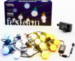 Twinkly Festoon 20 LED Valge Fairy Lights 20 LED-pirniga, v&auml;lis- ja siseruumide valgustus soojast valgest kuni jaheda valguni, &uuml;hildub Alexa, Google Home, IP44, App Control, must kaabel, 10 m