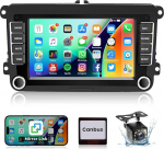Hodozzy Android autoraadio VW GPS autoraadiole Bluetooth/WiFi/FM/AUX/USB, multimeedia raadio automaatseks meelelahutuseks koos peeglilinkiga VW-le + 12 LED tagurduskaamera