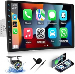 SIXWIN 1 DIN juhtmevaba CarPlay & Android auto Bluetooth autoraadio, 9-tolline puutetundlik digitaalne meediavastuv&otilde;tja, EQ/Bluetooth 5.1/FM/USB/AUX-in/&MirrorLinkiga