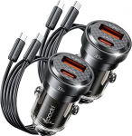 toocki Sigaretis&uuml;&uuml;taja USB C adapter, 33 W [2 tk] USB pesa auto PD & QC3.0 autolaadija koos 2 kiirlaadimiskaabliga autolaadija iPhone 16 15 Pro Max Samsung S24 Huawei AirPods jne. jaoks