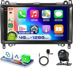4G 128G VECHTEL 9-tolline autoraadio Mercedes Benz B200 2008-2011 B-klassile W169 W245 Viano Vito W639 Sprinter W906 Carplay Android auto, EQ, WiFi GPS, Bluetooth, RDS/FM raadio koos AHD tagantj&auml;rele vaatega kaameraga