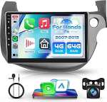 Honda Fit 2007-2013 4G 64G Androidi autoraadio traadita Carplay Android autoga, 10,1-tolline puuteekraaniga autoraadio Bluetooth FM RDS GPS WiFi EQ tagavarakaameraga