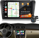 4G + 64G Androidi autoraadio Mazda 3 2003-2009 9-tollise 1280 x 720 puuteekraaniga, traadita CarPlay & Android Car, 32-bandiline EQ DSP, WiFi, GPS, FM RDS raadio, Bluetooth 5.0, SWC + tagantvaate kaamera.