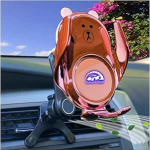 Autotelefoni hoidja, traadita laadimise automaatne klamber p&ouml;&ouml;rleva &otilde;huventilaatori klambriga, armas karu iPhone 14 13 13 12 11 10 9 Pro, Samsung ja muud telefonid