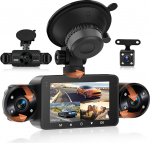 Rimoody 4 kanaliga 360&deg; Dash Cam Car, 4 kaamera FHD 1080P ees ja taga vasakule paremale, 3-tolline 1080P Dash Cam autokaamera 8 IR &ouml;ise n&auml;gemise / Loop video / 24H parkimisseire / G-sensor / parkimisabi
