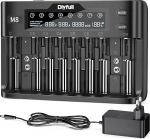 Dlyfull akulaadija Universaalne 10-kohaline akulaadija Kiire akulaadija Li-Ion, NI-MH, NI-Cd, LiFePo4, 18650, 21700, AA, AAA, C, 9V akudele