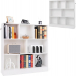 KOMFOTTEU Open Bookcase with 8 Compartments, 3 Levels Cube Shelf, Bookcase, Freestanding, Standing Shelf, Office Shelf, Wood, Filing Shelf, 100 x 24 x 104 cm (White)