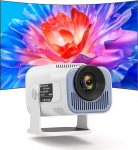 OKYUK Mini projektor 4K, 1080P kaasaskantav v&auml;liprojektor, projektor 4K koos projektsiooniekraaniga, 180&deg; p&ouml;&ouml;ratav projektor paljude liideste jaoks mobiiltelefonile / s&uuml;learvutile (valge)