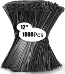 Jokisa 1000 kaablisidemete pakett 300 x 4,8 mm, kaablisidemed must komplekt, kaablisidemed UV-kindel t&otilde;mbetugevus 23 kg kaablijuhtimiseks, aiandus, elamine, t&ouml;&ouml;kojad, b&uuml;roo, DIY