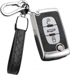 HIBEYO Flip Key auto v&otilde;tme puhul sobib Peugeot v&otilde;tme puhul Citroen C1 C2 C3 C4 Berlingo jaoks Peugeot 307 207 407 308 kaugjuhtimispuldi v&otilde;tmekast TPU nahast tekstuur 3 nuppu h&otilde;bedane
