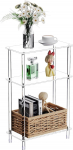 Bkemiy Clear Acrylic 3 Tier Narrow Side Table Rectangular Narrow Bedside Table for Living Room 15.7"L x 7.8"W x 24.5"H