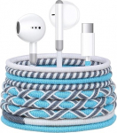 URIZONS USB C k&otilde;rvaklapid mikrofoni ja helitugevuse reguleerimise abil - v&auml;rvilised k&otilde;rvaklapid punutud kaabliga, mustuse- ja takerdumisvastase disainiga, &uuml;hilduvad iPhone 15/16 ja teiste Tipo C-ga seadmetega