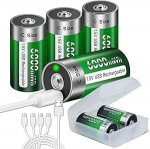 6 laetava beebi C aku pakett, USB 6000 mWh, 1,5 V/Liitium akud, C aku, k&otilde;rge mahutavus koos C-t&uuml;&uuml;pi laadimiskaabliga, 3 tundi kiirlaadimist.