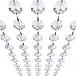 Crystal Garland Strands - Hanging Chandelier Gemstone Bead Necklace - 14mm Clear Octagonal Prism Diamond String Decorations for Wedding Party Manzanita Centerpiece Christmas Tree