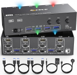 KVM Switch 3 Monitors 3 PC, Displayport HDMI USB 3.0 KVM Switch Triple Display, Supports 4K@60Hz for 3 Computers