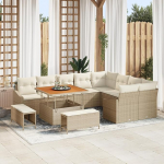 Rantry 12-teiliges Garten-Sofa-Set mit Kissen in Beige aus Poly-Rattan Gartenlounge Model3362686