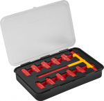 H&Ouml;GERT TECHNIK 11-osaline isoleeritud pistikupesa komplekt T-v&otilde;tmega t&uuml;&uuml;p 1000 V, 11-osaline VDE sertifitseeritud kuni 1000 volti, 10 tk 1-3/8-tolline isoleeritud pistikupesa mutriv&otilde;tmega ja 1 T-v&otilde;ti koos k&auml;epidemega.