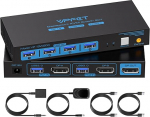 8K60Hz KVM l&uuml;liti Displayport USB 3.0 KVM l&uuml;litid 4K120Hz KVM l&uuml;liti 4USB 3.0 pordiga Sobib hiirele klaviatuurile printerile U-kettale 2 arvutile, mis jagavad 1 monitori
