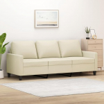 LAPOOH 3 Seater Sofa Cream 180 cm Faux Leather, Sofas & Couches, Sofa Living Room, Sofa for Teenager's Room, Relaxing Sofa, Sofa for Bedroom, Upholstered Sofa 359143