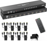 MT-VIKI 4K @ 60Hz HDMI KVM Switch 8 portne 8 kaabliga ja 3,5 mm audio 19-tolline 1U Rackmount KVM Switch 4 USB 2.0, HDMI 2.0, HDCP 2.2 abil