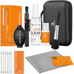 K&F CONCEPT 25 in 1 kaamera puhastuskomplekt peegelkaameratele koos APS-C sensori puhastuspulgaga, 60ML ja 20ML objektiivipuhastusvahendiga, puhastusotsikuga, objektiivipliiatsiga, mikrokiudlapiga ja kandekotiga.