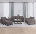 Juroupi 4-TLG. Sofagarnitur mit Kissen Sofa Wohnzimmer Sitzgruppe Wohnzimmer Sofa Set Sofas F&uuml;R Wohnzimmer Grau Kunstlederer