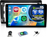 CAMECHO 4+64G 9-tolline Android 15 raadio Ford Transit 2009-2016 Focus 2005-2008, Ford Navi autoraadio GPS WiFi Wireless Carplay Android Car RDS FM peeglilink tagantvaate kaameraga