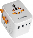 TESSAN reisiadapter maailmas USB C-ga, reisipistiku adapter maailmas 4 USB-ga, pistikupesa adapter Inglismaa 2500 W, universaalne reisiadapter UK, USA, Itaalia, Tai, Jaapan, Austraalia, Mehhiko jaoks.