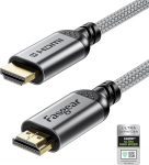 Fasgear HDMI 2.1 kaabel 6.6ft 8K HDMI kaabel 48Gbps High Speed HDMI kaabel Punutud nailon 8K @ 60Hz 4K @ 120Hz HDCP 2.3 Support eARC HDR10 3D Dolby &Uuml;hildub Roku TV/Monitor/Blu-ray Hall