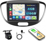 Android 15 4+128G autoraadio Hyundai I10 2010 9-tollise Incell puuteekraaniga, autoraadio 2DIN traadita Carplay Android autoga, FM/RDS raadio BT GPS WiFi tagurduskaamera + mikrofon