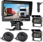 12V-24V 4Pin tagurdav tagurduss&uuml;steem 7" TFT LCD HD monitor koos p&auml;ikesevarju klambriga +2x 18LEDs IR &ouml;ise n&auml;gemise veekindel tagurduskaamera RV / buss / haagis / veoauto kohta