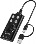 NEEWER USB C ja USB A kuni 3,5 mm v&auml;line helikaart, heliadapteri tarvikud koos Mute/M&uuml;ra v&auml;hendamise/helitugevuse ja v&otilde;imsuse reguleerimisega, &uuml;hildub Maci, Windowsi, PC, telefoni, PS4, PS5, PP07-ga