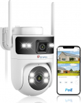 Ctronics PoE v&auml;livalvekaamera WiFi Dual Lens, 5GHz/2.4GHz Dual Band WiFi kaamera IP, PTZ kaamera v&auml;ljas koos inimese tuvastamise ja auto j&auml;lgimisega, v&auml;rviline &ouml;&ouml;n&auml;gemine, PC/Cloud/TF, 2-Way Audio, IP66