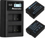 Powerextra Pack of 2 asendusaku Panasonic DMW BLC12 E ja LCD Dual Charger, mis &uuml;hildub Panasonic Lumix DMC GX8 G70 G81 G7 G6 G5 FZ2000 FZ1000 FZ200 FZ300 jaoks