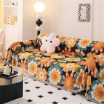RUILBJ Sofabezug Modern Blumenmuster Leichte Luxuri&ouml;se Weiche Retro Sofadecke Vier Jahreszeiten Bettdecke Queen Size Sofabettdecke Staubdicht Kratzfest Sofabezug (Orange,180x280 cm)