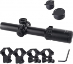 FOCUHUNTER Riflescope 1-6X24E taktikaline optiline valgustatud punane vintpildi koos Weaver/Picatinny Rail kinnitustega v&auml;litingimustes sportimiseks