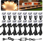 Komplekt 16 sooja valget p&otilde;randavalgustit, v&auml;ljas LED, l&auml;bim&otilde;&otilde;t 31 mm, DC12 V, minipunktid, terrassivalgustus, IP67 veekindel s&uuml;vistatav valgustus aeda, treppidele, puitekile, terrassile.