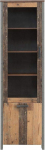 Forte Clif vitriinkapp 1 uksega, 1 klaasuks, puitkomposiit, vanapuit vintage/betoonlook, tumehall, 62 x 204,7 x 41,6 cm