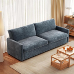 Miuuod 190 cm lai sinine kahekohaline diivan - polsterdatud diivan s&uuml;gava istmega v&auml;ikestesse ruumidesse - 2-kohaline diivan, mis on valmistatud pehmest, hingavast ja kergesti hooldatavast sinisest pol&uuml;estrist sametist.