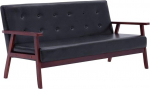 Tidyard 3-kohaline retro diivan polsterdatud diivan elutuba kangast diivan 158 x 67 x 73,5 cm, Lounge diivan polsterdatud m&ouml;&ouml;bel, puidust raam + kunstnahast kate, must