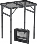 Anbte telkimislaud Grill-laud 58 x 40 cm metallist v&otilde;rklaud 3 reguleeritava k&otilde;rgusega 26/48/70 cm alumiiniumraamiga kokkupandav laud Kaasaskantav piknikulaud grillimiseks aiapidu r&otilde;dule (must)